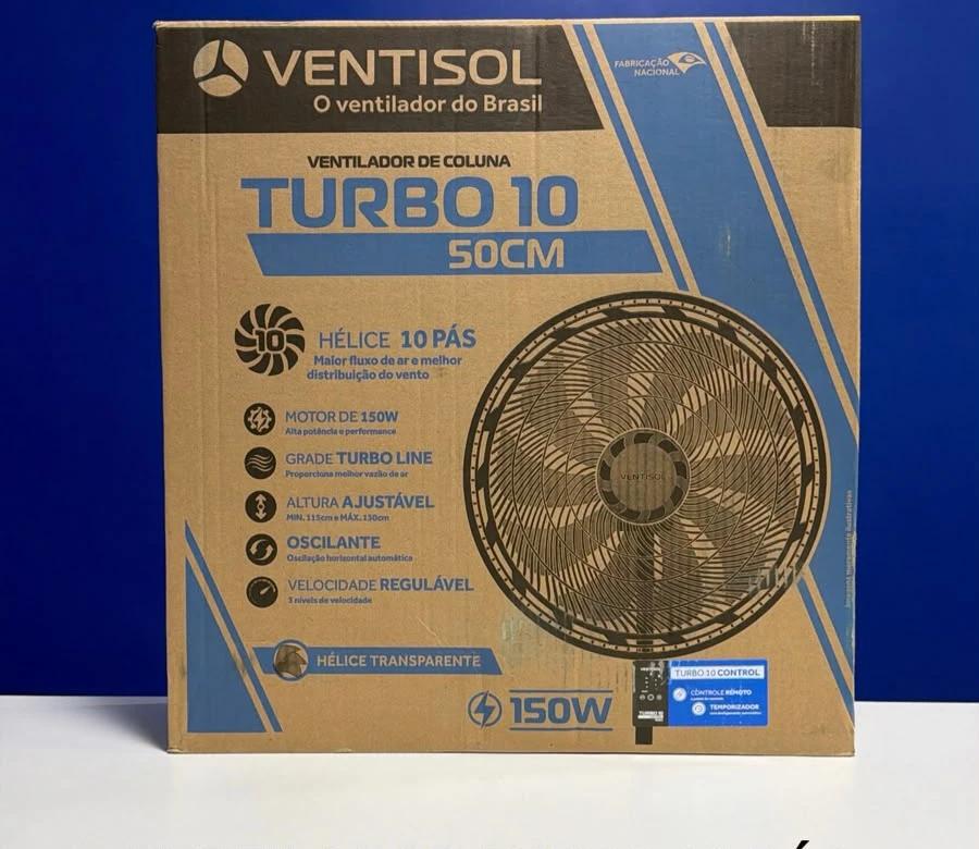 Ventilador de Coluna Ventisol Turbo 10 Pás 50cm com Temporizador e Controle Remoto
